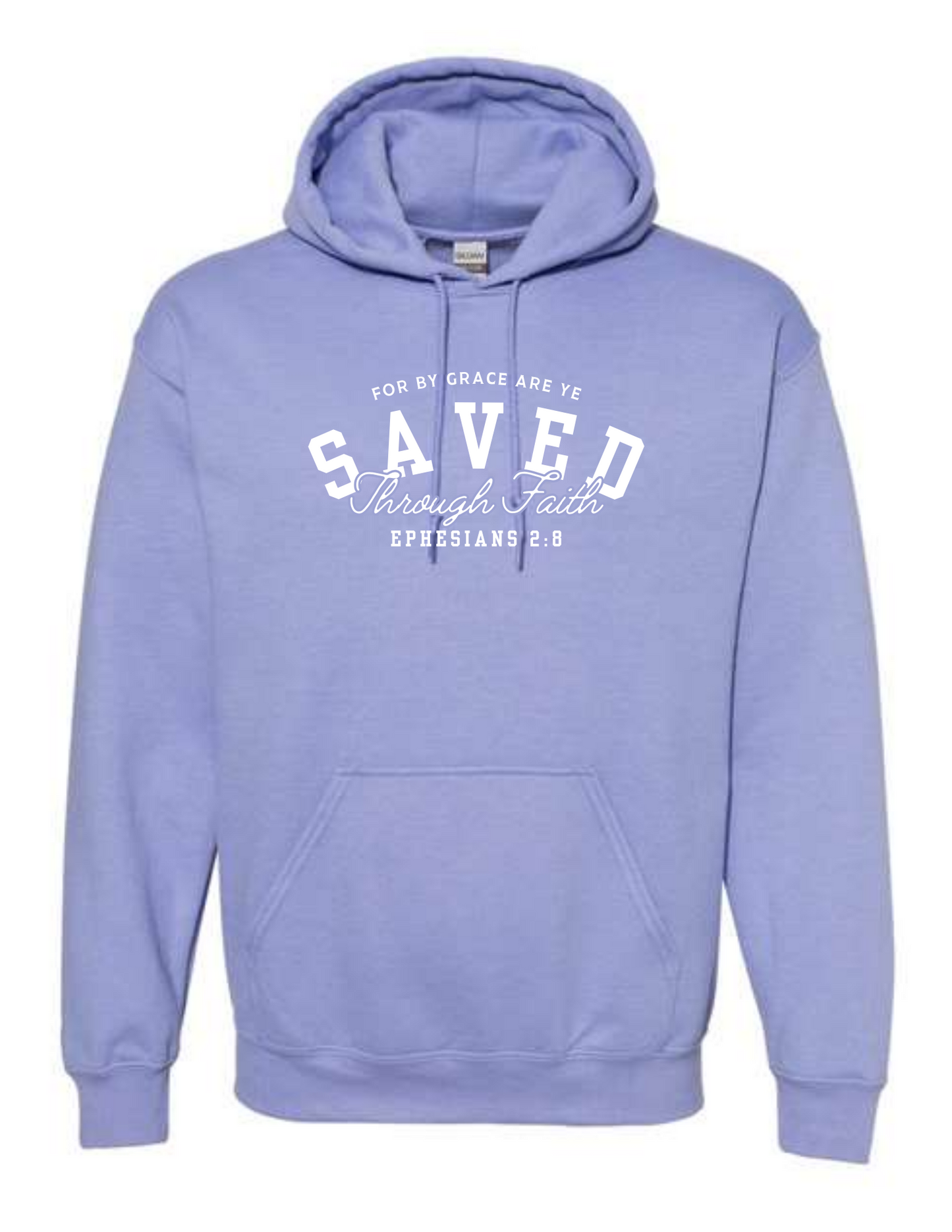 "Saved" Ephesians 2:8a KJV Sweatshirt - Lilac