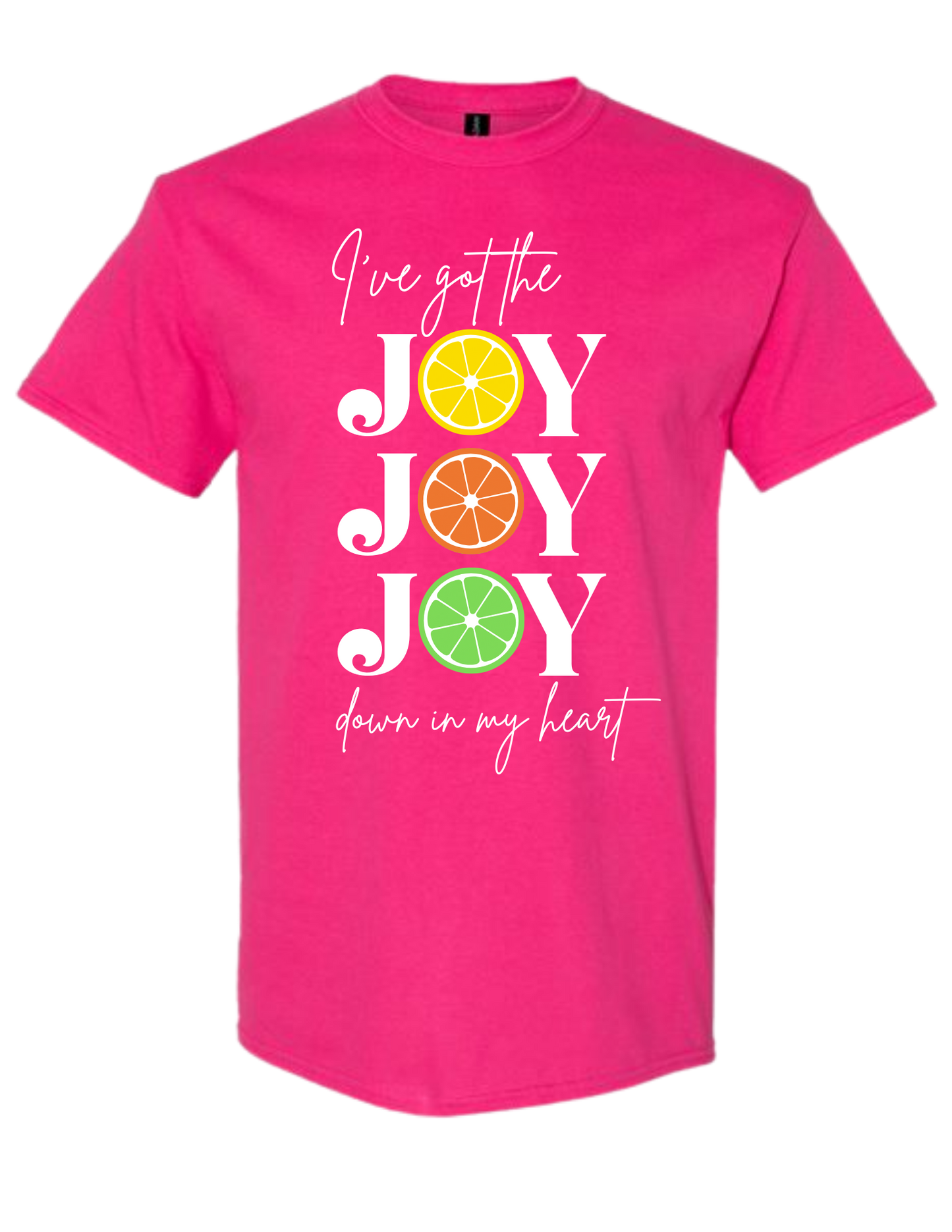 "Joy Joy, Joy" Citrus Design T-Shirt - Pink
