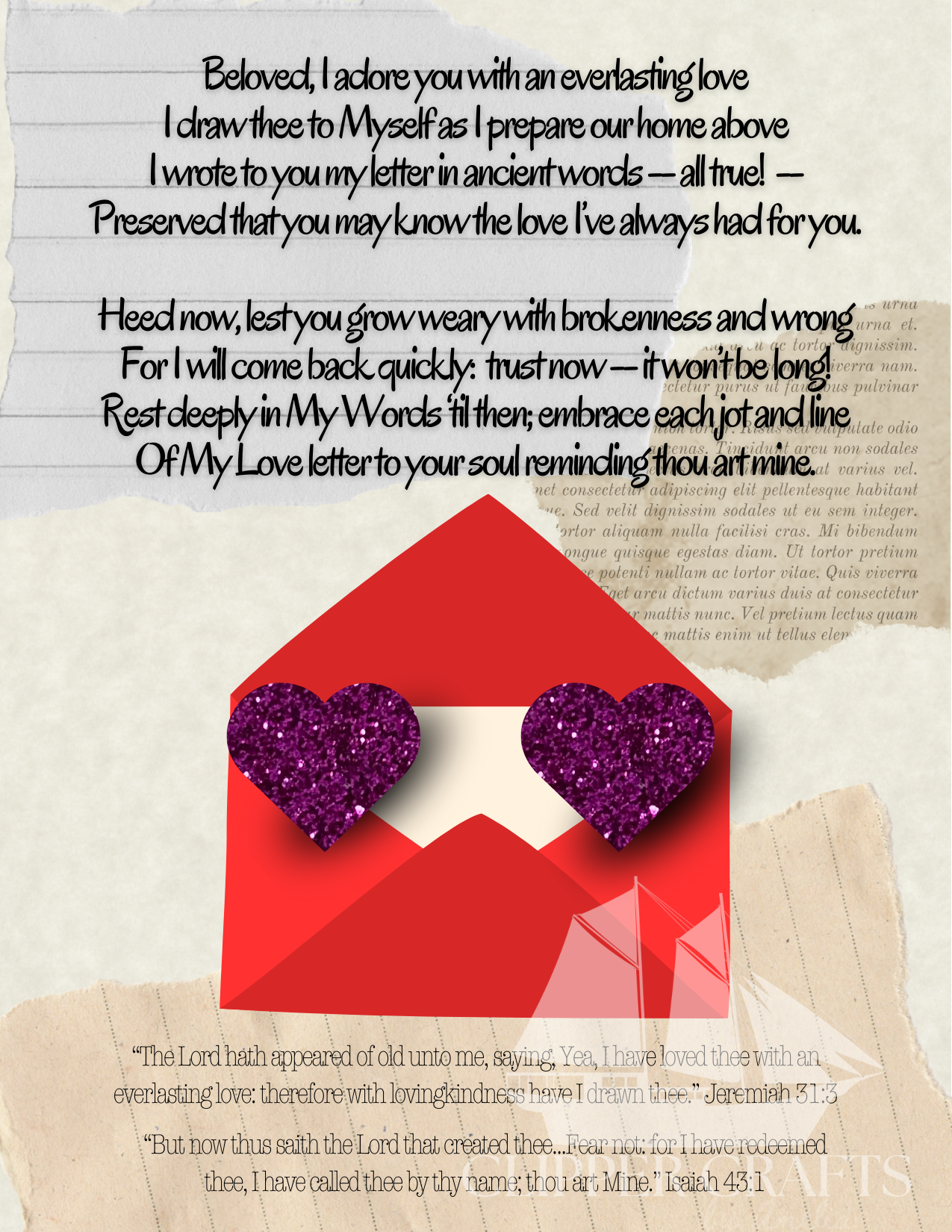 Valentine Heart Earrings Card with Poem