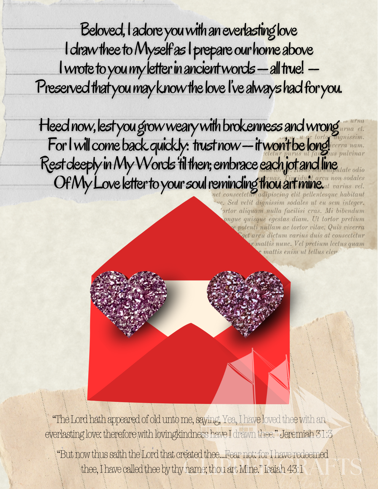 Valentine Heart Earrings Card with Poem