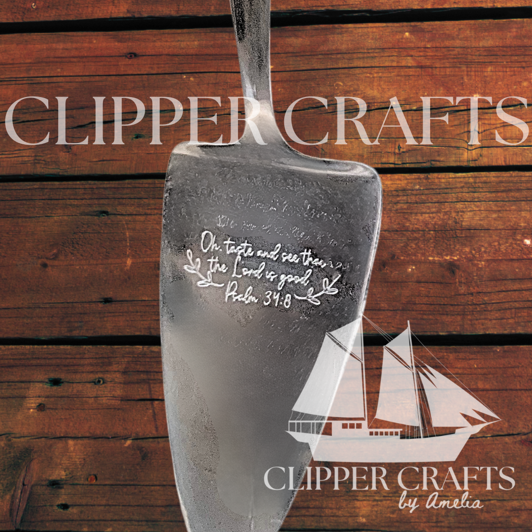 "The Lord is Good" Psalm 34:8 Etched Cake/Pie Server