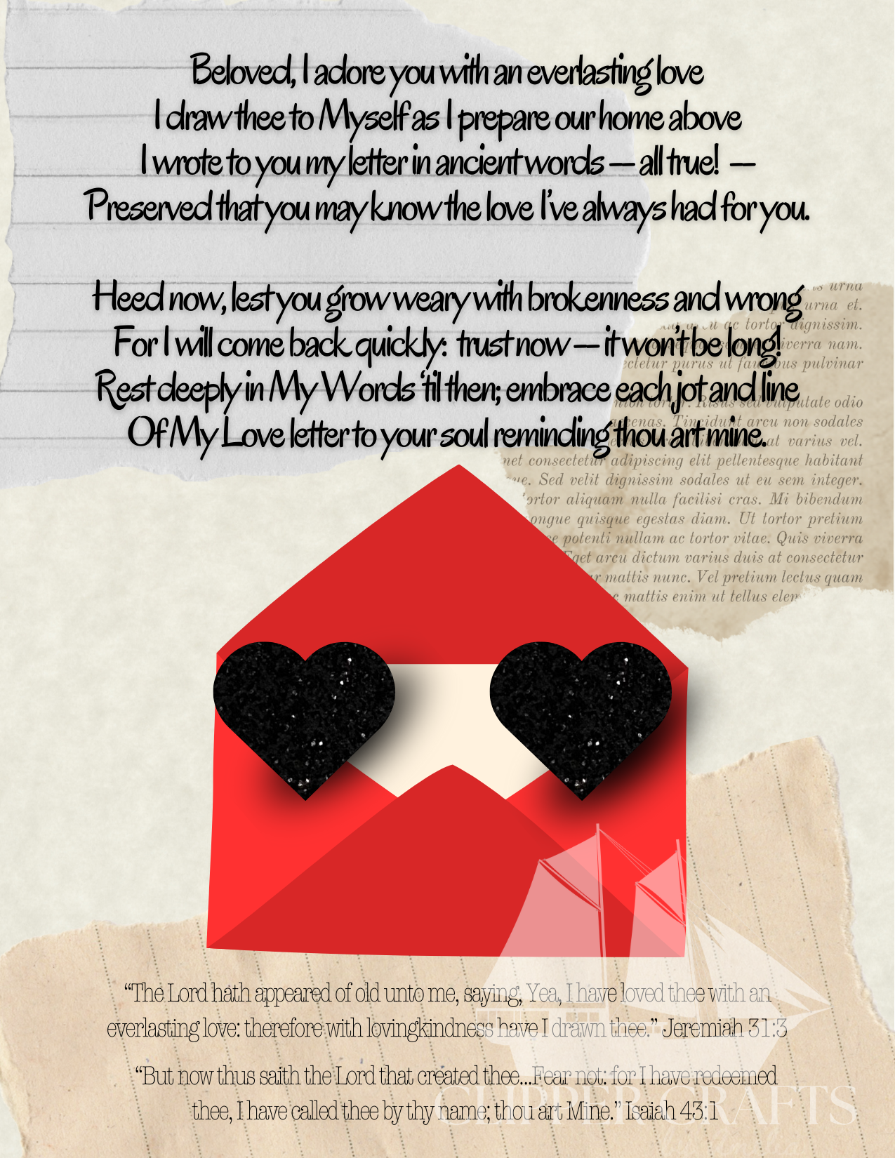Valentine Heart Earrings Card with Poem