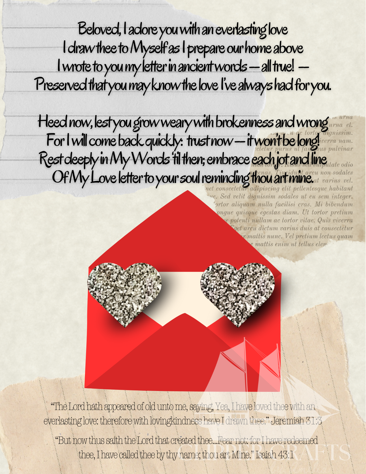 Valentine Heart Earrings Card with Poem