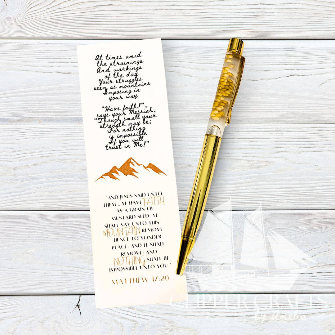 Mustard Seed Faith Gift Pen and Bookmark (Gold)