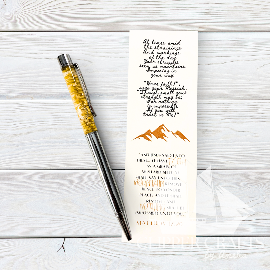 Mustard Seed Faith Gift Pen and Bookmark (Silver)
