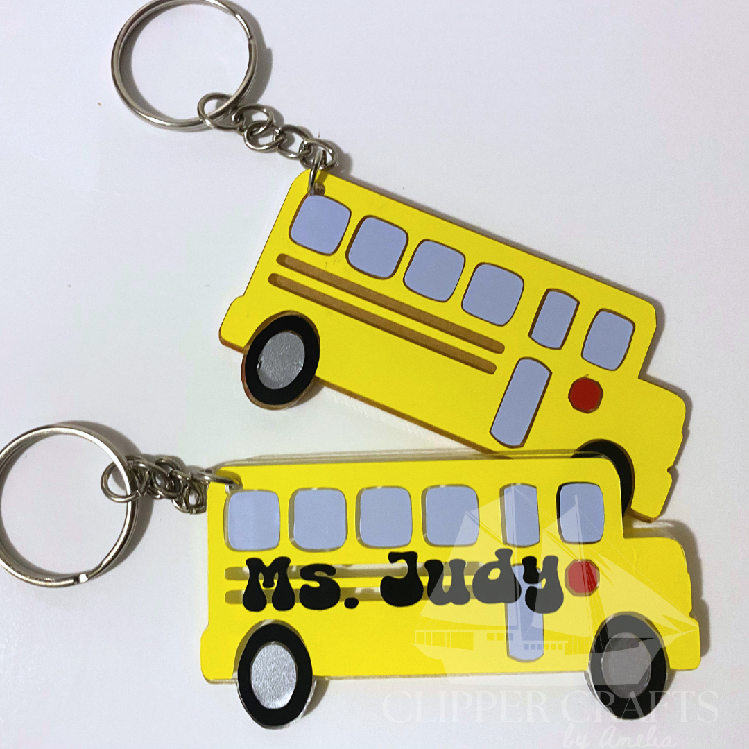 School Bus Customizable Key Chain