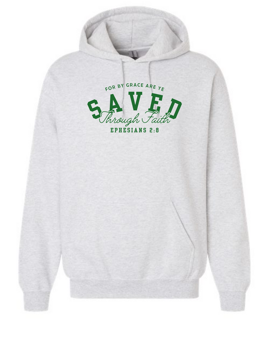 "Saved" Ephesians 2:8a KJV Sweatshirt - Ash
