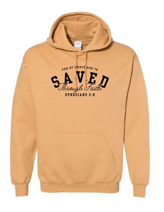 "Saved" Ephesians 2:8a KJV Sweatshirt - Old Gold