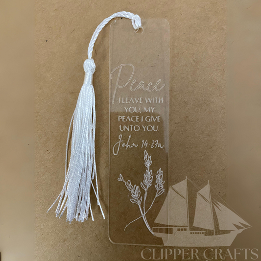 "Peace" John 14:27a Etched Acrylic Bookmark