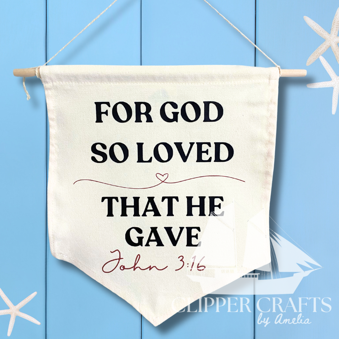 "God So Loved" (John 3:16) KJV Small Canvas Banner