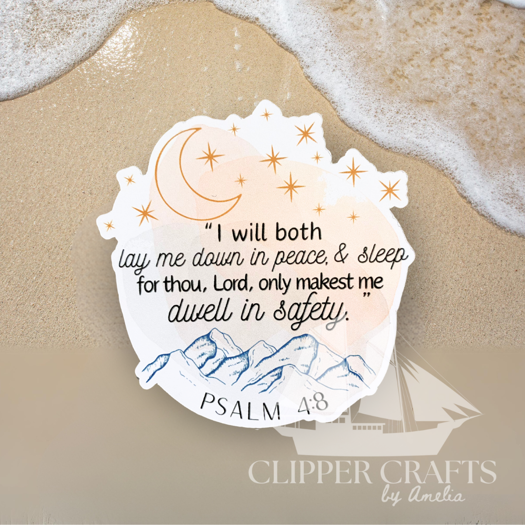 Psalm 4:8 KJV "Peace and Sleep" Sticker