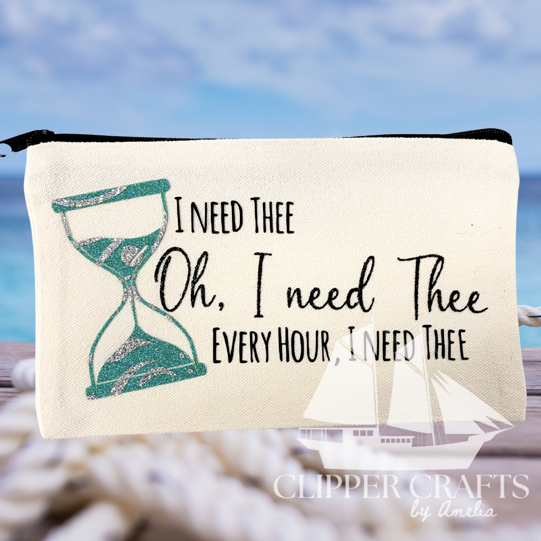 "I Need Thee Every Hour" Hymn-Inspired Canvas Clutch