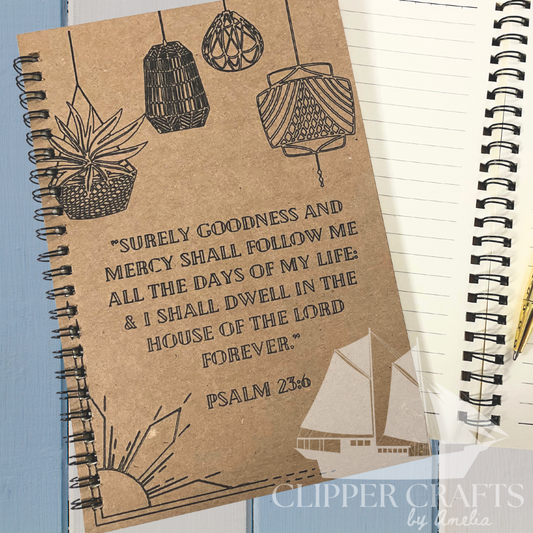 "Goodness and Mercy" (Psalm 23:6) Lined Kraft Notebook