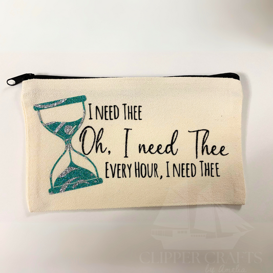 "I Need Thee Every Hour" Hymn-Inspired Canvas Clutch