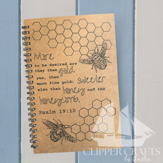 "Sweeter Than Honey" (Psalm 19:10) Lined Kraft Notebook