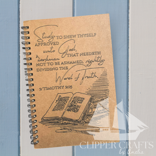 "Study" (2 Timothy 2:15) Lined Kraft Notebook