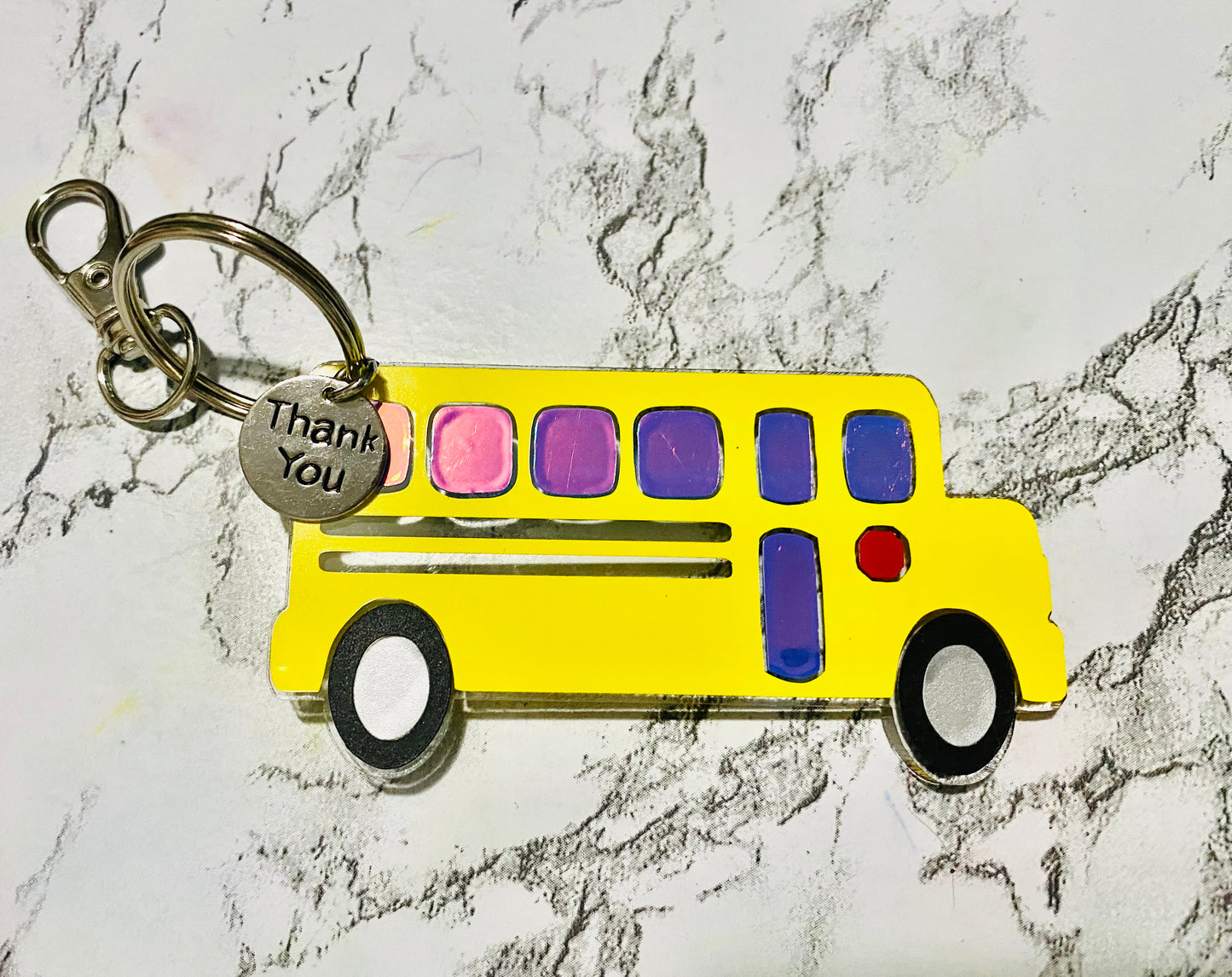 School Bus Customizable Key Chain