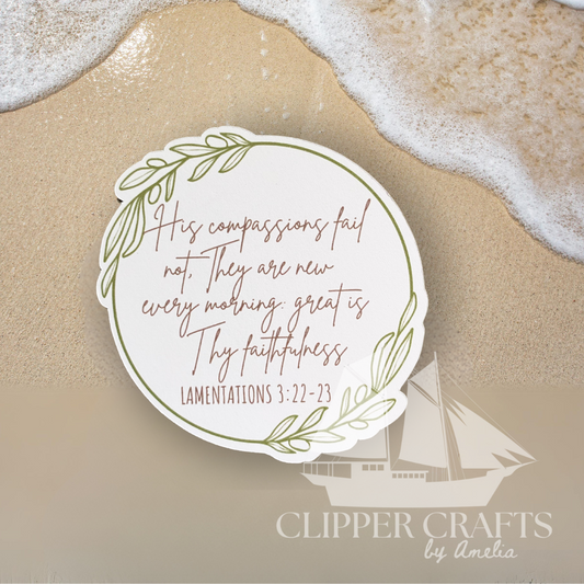 Lamentations 3:22-23 KJV "New Mercies" Sticker