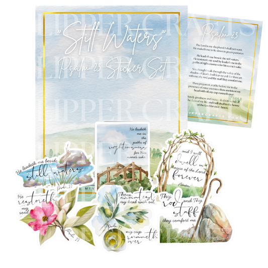 "Still Waters" Psalm 23 KJV Bible Verse 6-Sticker Bundle